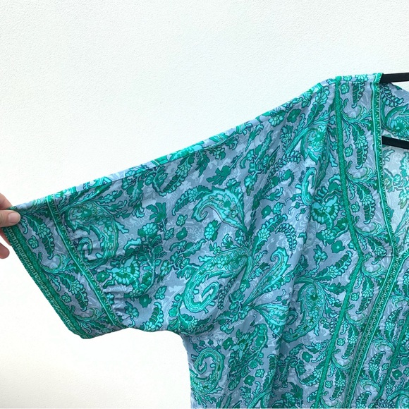 East UK Ladies Size XL Semi Sheer Tunic Blouse Loose Fit Oversized Teal Blue - Picture 4 of 9